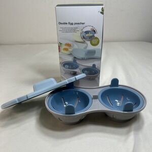 NEW Egg Poacher Microwave Cooker 2 Cavity Edible Silicone Double Drain Poached